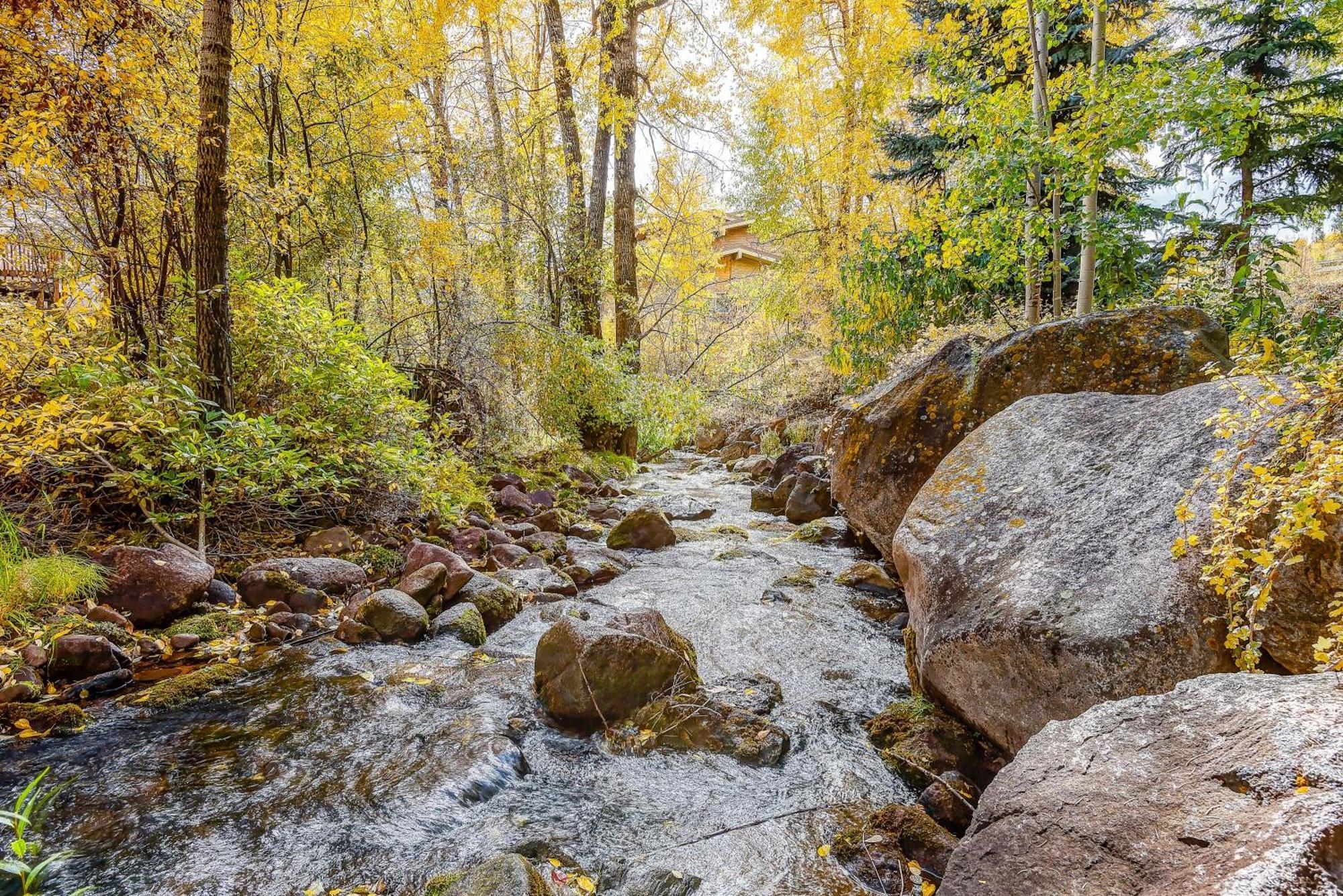 Peaceful Creek View From The Deck! Walk To Shuttle Villa Vail Bagian luar foto